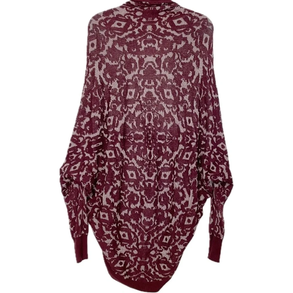 Abercrombie & Fitch | Maroon Damask Slouchy Sweater Cardigan Women’s Size Large - Picture 4 of 4